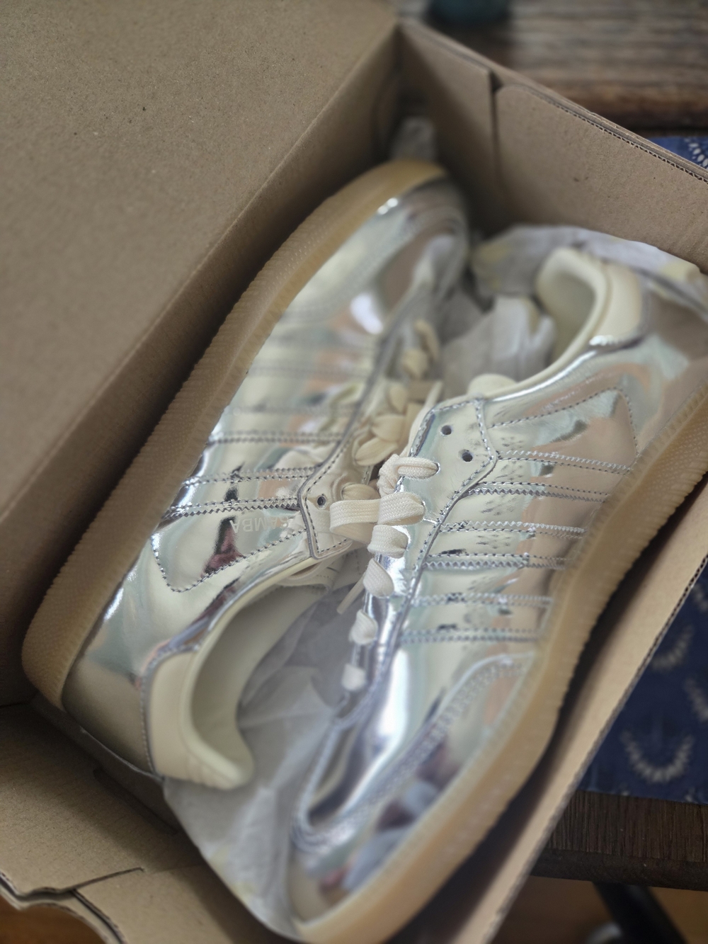 adidas Women's Metallic Silver Reflective Sneakers with Gum Sole